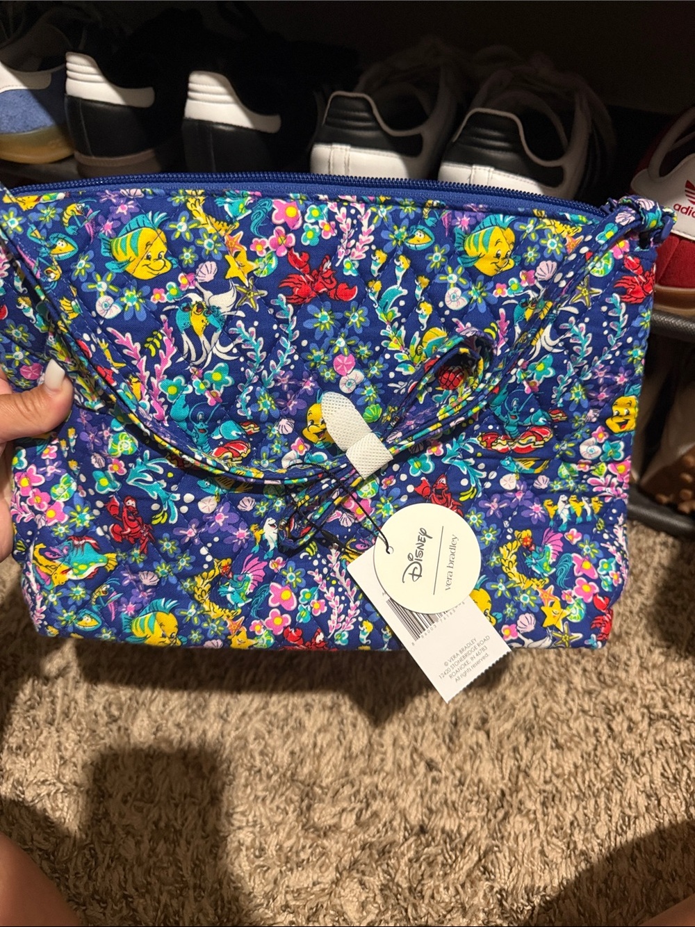 Vera Bradley Blue Quilted Cosmetic Pouch with Multicolor Undersea Print